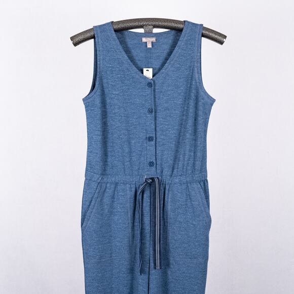T by Talbots Jumpsuit Heathered Blue Women's Size XS Casual Lounge Cozy Comfort - Picture 2 of 6
